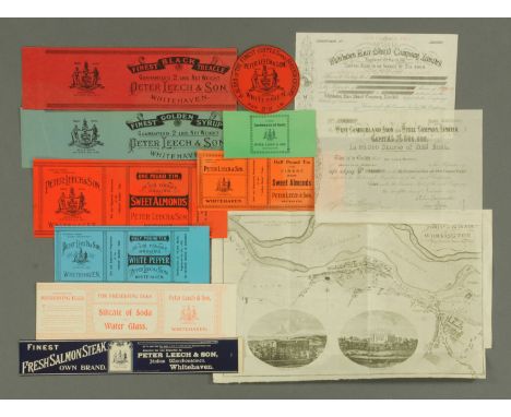 West Cumberland ephemera, 19th and early 20th century, comprising a West Cumberland Iron and Steel Co Limited share certifica