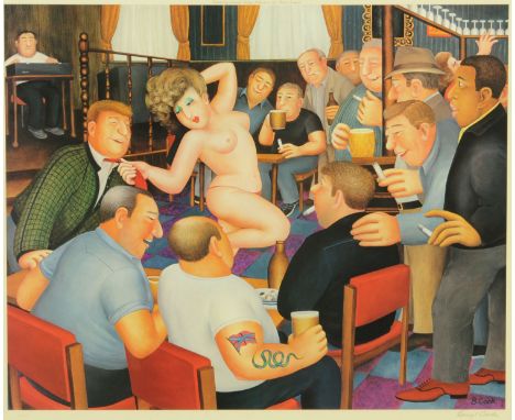 Beryl Cook (1926-2008), "The Stripper", coloured print, signed in pencil in the margins and with Fine Art Trade Guild blind s