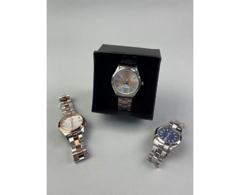 THREE FASHION WATCHES, including a lady's Marc Jacobs, a gentleman's Timex and a Manchester City example (3)