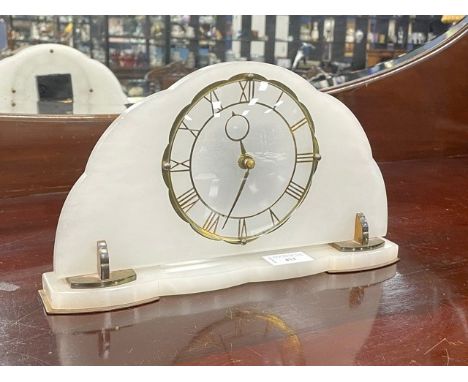 ONYX CASED MANTEL CLOCK, 30cm wide