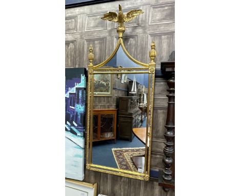 GILT FRAMED WALL MIRROR, 120cm x 51cm