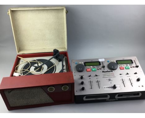 VINTAGE PORTABLE RECORD PLAYER, along with a mixing console and a vinyl to cd machine (3)