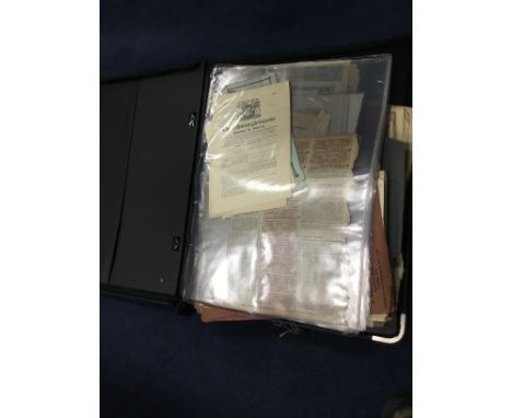 QUANTITY OF SHARE CERTIFICATES, NEWSPAPER CUTTINGS, and other ephemera