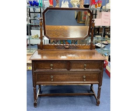 EARLY 20TH CENTURY MIRROR BACKED CHEST, with two short over one long drawer, 106cm wide