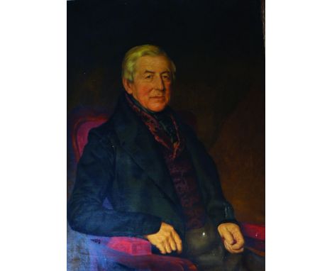 Late 19th Century English School. Portrait of a Seated Gentleman, Oil on Canvas, Unframed, 36” x 28.25”. 