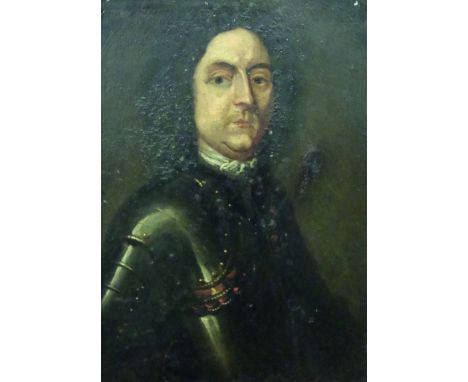 17th Century Dutch School. Portrait of a General in Armour, Oil on Metal, Indistinctly Inscribed on label verso, in a Fine Re