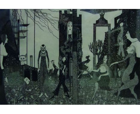 John Jack Vrieslander (1879-1957) German. A Surrealist Figures in a Landscape, Print, 5.5” x 8.25”, with another seventeen pr
