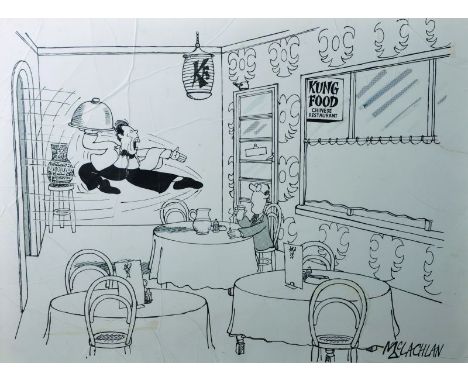 Edward McLachlan (1940- ) British. The Chinese Waiter, Print, 16” x 22”, and another by the same hand, a Triptych of a Chines