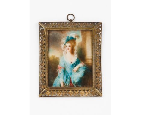 European school, 19th centuryA portrait of the Honourable Mary Graham (1757-1792) Miniature on ivory Signed "Gainsborough"8,5