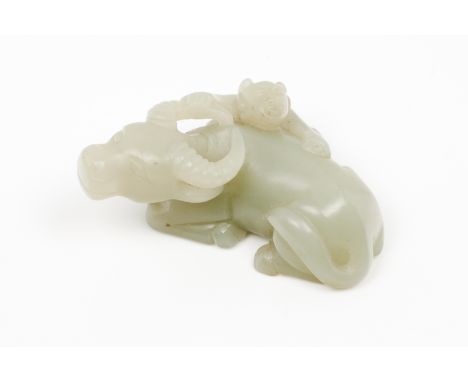A buffalo and figureJade sculpture China, Qing dynasty3x5x6,5 cm