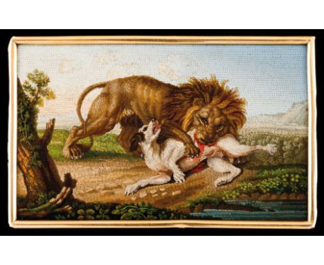 Vincenzo Verdejo (1809-1859)A hunting sceneMicro mosaic Gold frame Italy, 19th centuryLiterature: Benjamin, John, Starting to