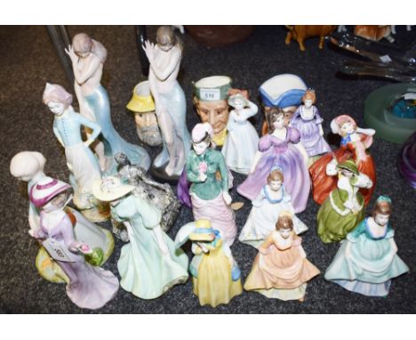 Doreen Bates - hand painted ceramic figures, including scantily clad maidens, classical figures and Toby jugs, etc (21)