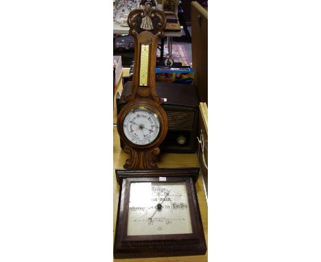 A Bush Type VHF 70 wireless; a wall barometer by Short &amp; Mason, London, oak case, stamped 2559 Reg. No 713826 to rear; an