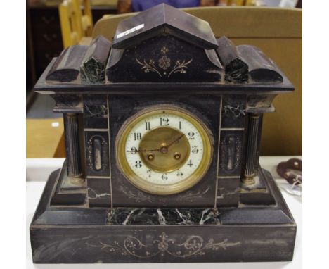 A 19th century belge noir architectural mantel clock, c.1880