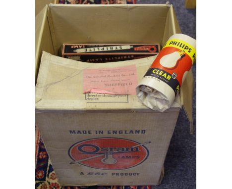 Advertising - lighting, an original Osram Lamps box with Philips light bulbs in original packaging; qty