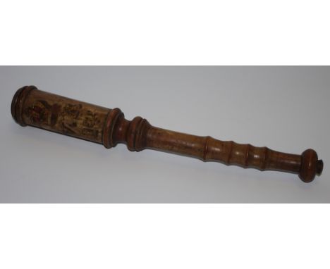 A Victorian turned wood tipstaff/truncheon, painted with crown and V.R. 1st, 32cm long