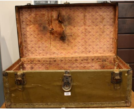 A green munitions type trunk *** Please note this lot may be damp due to the recent flooding *** 