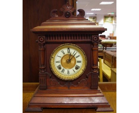 An eight day Ansonia clock, a table clock