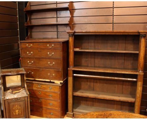 An Edwardian rosewood and marquetry purdonium, shaped superstructure with mirror back above a marble top and fall front coal 