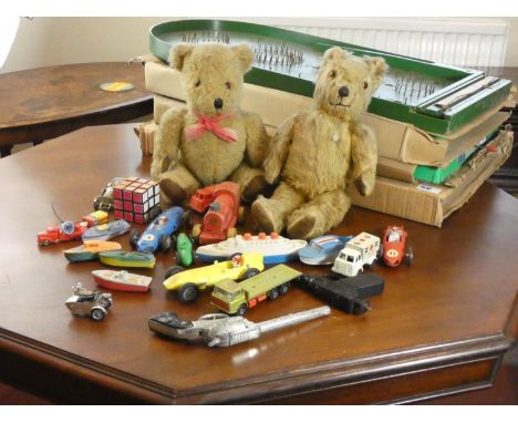 A ChadValley bagatelle game together with super soccer game, ChadValley test cricket game, play worn die-cast models, and two