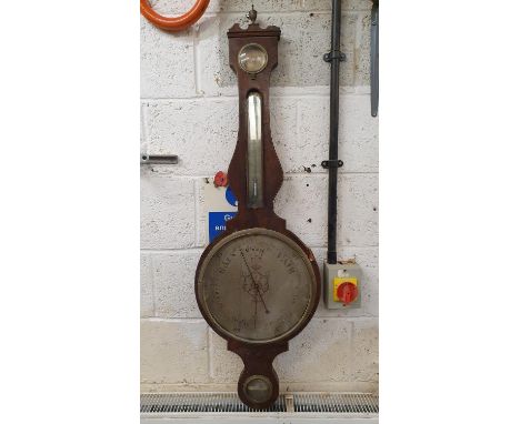 A. Galetti, Glasgow, a George III mahogany wheel barometer, with large dial, the level signed, in need of restoration, 115 cm