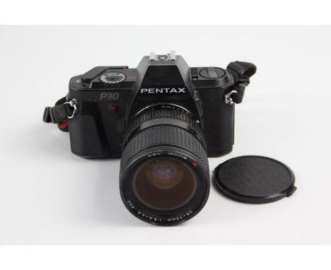 Pentax P30 SLR Film Camera w/ RMC Tokina 28-70mm F/3.5-4.5 Lens  The camera is WORKING and in a good condition Winds and fire