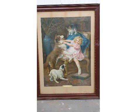 Kiss and be Friends, print, 60 x 42 cm, a pair of stag prints a pair of religious prints and 2 other prints (7).