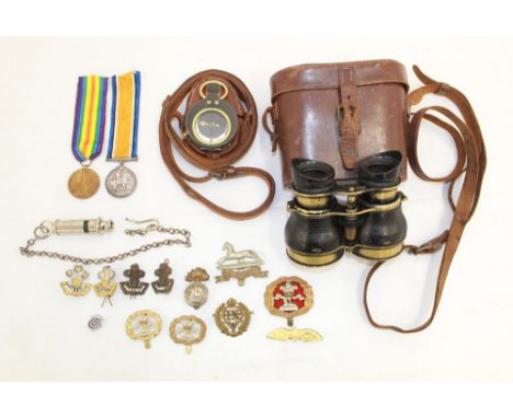 Collection of military items. Victory Medal, 1914-18 War Medal. To 7784 Pte J.J. Isaacks. Middlesex Regiment. Quality Swiss m