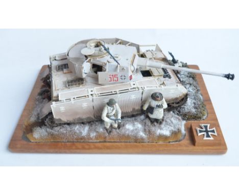 Competently built 1/16 scale Trumpeter German Army WWII Panzer IV Ausf.G plastic model kit with detailed interior in winter c