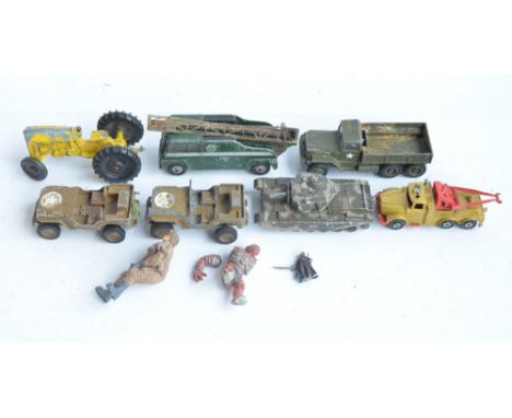 Small collection of playworn diecast model vehicles to include a Lone Star tractor, Dinky 969 TV mast extending vehicle, 2x D