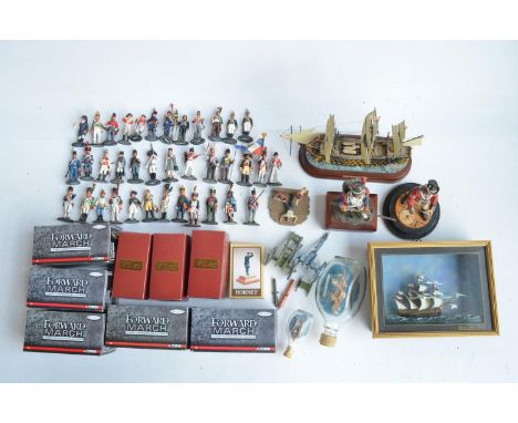 Collection of Napoleonic Wars models and figures to include metal pre-painted figures from Del Prado, 5x boxed Corgi 'Forward