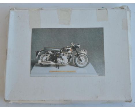White metal and mixed media Velocette Venom model motorbike kit with rubber tyres, no manufacturer marks or scale indicated (