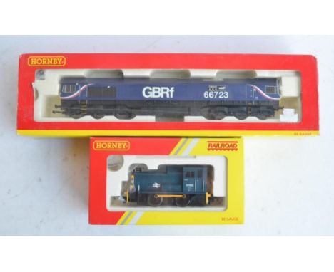 Two OO gauge electric train models from Hornby to include DCC Ready R3076 GBRF Co-Co diesel electric Class 66 locomotive mode