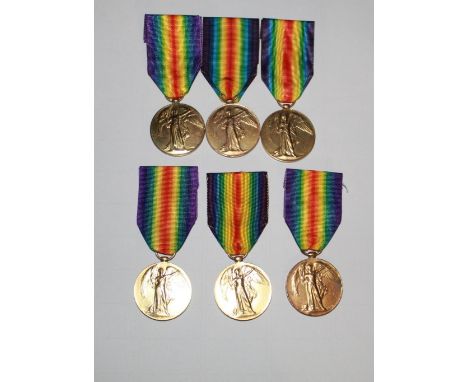 Six Victory Medals To:3568 Pte J P Dick. Liverpool Regiment.87956 Pte R Dyson. Liverpool Regiment.74914 Pte G E Wall. Liverpo
