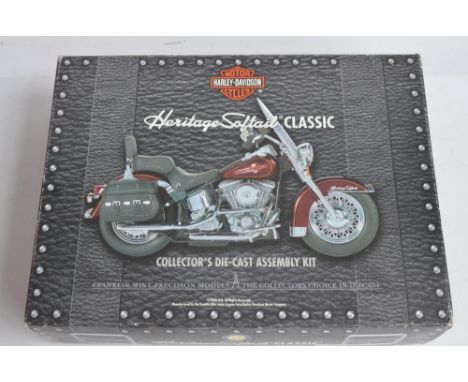 Franklin Mint Harley Davidson Heritage Softail Classic diecast collectors assembly kit with options for 2 bike liveries, unbu