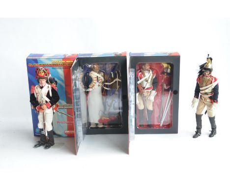 Four 1/6 scale Napoleonic Series French soldier action figures from Modellers Loft/DiD Corp to include 3x boxed examples, 'Ca