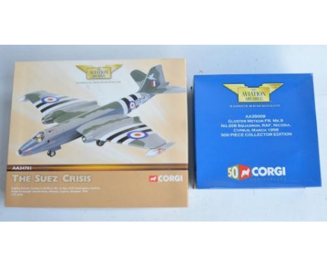 Two Corgi Aviation Archive 1/72 scale diecast model aircraft to include AA34701 EE Canberra B.Mk.2 Suez Crisis 1956 (model ne