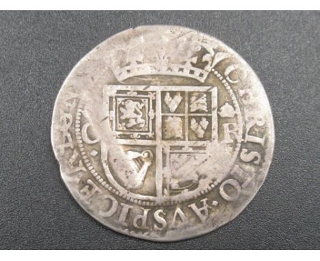 Charles I Scottish sixpence  coin, with bust facing left, reverse with crowned C &amp; R beside shield 