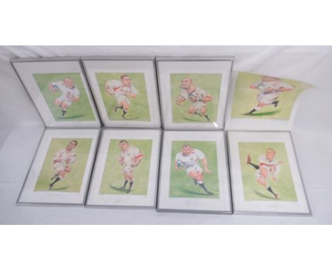 8 John Ireland Rugby signed and Limited Edition prints of Mike Tindall, Ben Cohen, Lawrence Dallaglio, Jason Leonard, Jason R