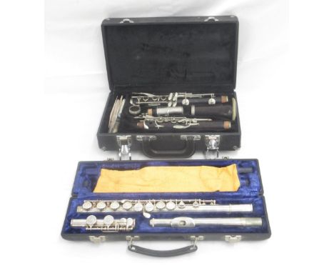 Cased Boosey &amp; Hawkes Series 2-20 clarinet and a cased Blessing Elkhart flue (2) 