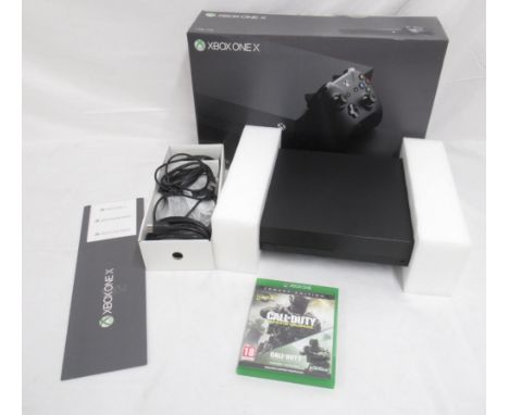 Xbox One X console with controller and original box, with Call of Duty Legacy Edition Advanced Warfare/Modern Warfare Remaste