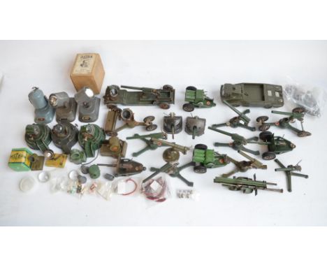 Collection of vintage mostly metal large scale military models, many by Astra to include searchlights and artillery pieces. A