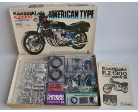 Nitto 1/8 scale Kawasaki KZ1300 American Type highly detailed plastic motorcycle model kit, all parts still sealed/unused, wi