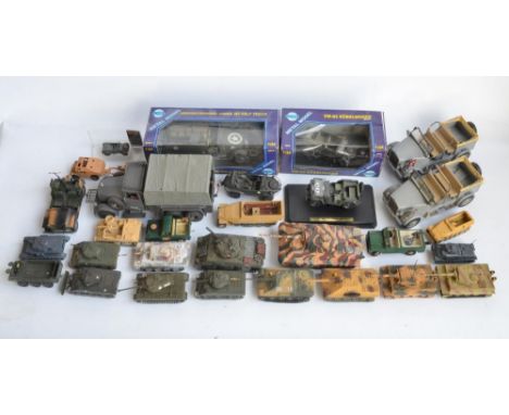 Collection of mostly unboxed diecast and plastic armour models, various scales and manufacturers to include Corgi, Solido, Ha