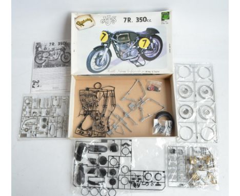 1/9 scale AJS 7R 350cc motorbike model kits from Protar (with metal parts and frame). Appears complete with all plastic sprue