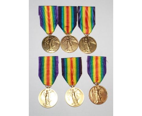 Six Victory Medals To:26013 Pte J H Howell. Royal Welsh Fusiliers.64377 Pte W Turner. Liverpool Regiment.8405 Pte J Smith. Ro