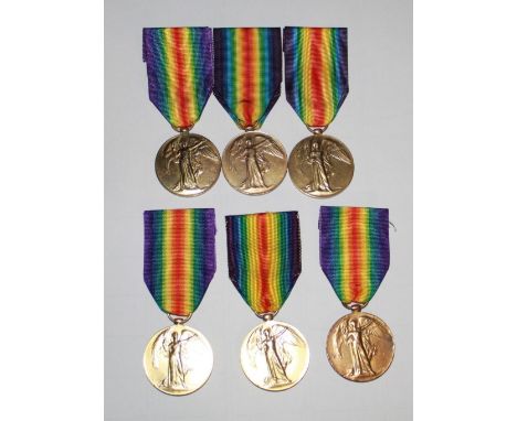 Six Victory Medals To:7084 Pte C Tarrant. Oxford & Bucks Light Infantry. (Old Contemptible) 140870 Air Mechanic W Seymour. RA
