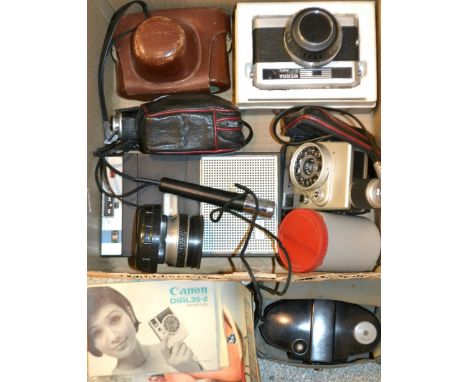 Cameras - a Carl Zeiss Werra matic 35mm camera;  another boxed; both with  50mm, and 35mm lenses;  a Canon half frame 35 came