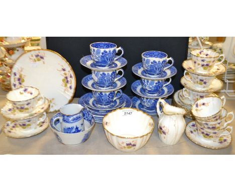 Ceramics - A Royal Albert Voilets pattern six setting tea service;    another Wedgwood & Co , willow pattern qty