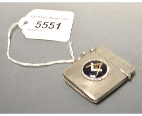 A silver vesta Masonic enamel